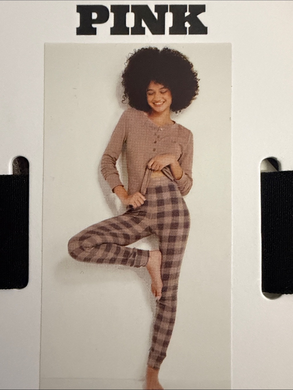 PINK Victoria's Secret Mauve Plaid Thermal Leggings